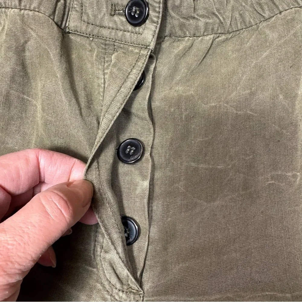 NWT New Zara Olive Marble Linen Blend Chino Pants Size M